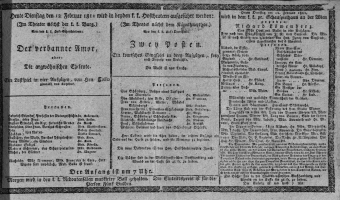 Theaterzettel (Oper und Burgtheater in Wien) 18110212 Seite: 1