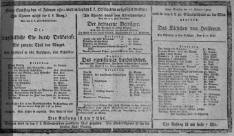Theaterzettel (Oper und Burgtheater in Wien) 18110216 Seite: 1