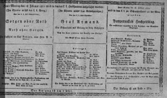 Theaterzettel (Oper und Burgtheater in Wien) 18110218 Seite: 1