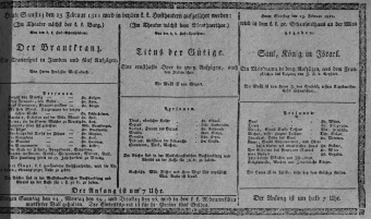 Theaterzettel (Oper und Burgtheater in Wien) 18110223 Seite: 1