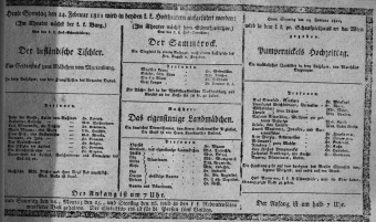 Theaterzettel (Oper und Burgtheater in Wien) 18110224 Seite: 1