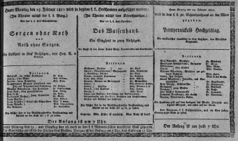 Theaterzettel (Oper und Burgtheater in Wien) 18110225 Seite: 1