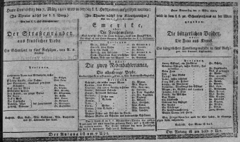 Theaterzettel (Oper und Burgtheater in Wien) 18110307 Seite: 1