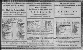 Theaterzettel (Oper und Burgtheater in Wien) 18110309 Seite: 1