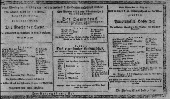 Theaterzettel (Oper und Burgtheater in Wien) 18110311 Seite: 1