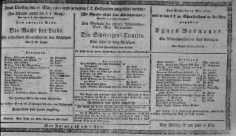 Theaterzettel (Oper und Burgtheater in Wien) 18110312 Seite: 1