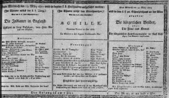 Theaterzettel (Oper und Burgtheater in Wien) 18110313 Seite: 1