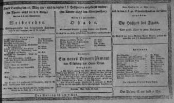 Theaterzettel (Oper und Burgtheater in Wien) 18110316 Seite: 1