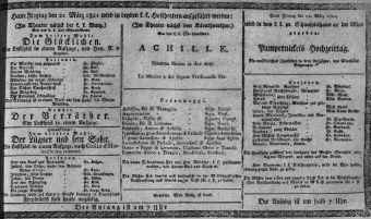 Theaterzettel (Oper und Burgtheater in Wien) 18110322 Seite: 1