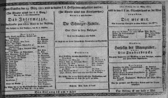 Theaterzettel (Oper und Burgtheater in Wien) 18110323 Seite: 1