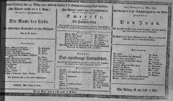 Theaterzettel (Oper und Burgtheater in Wien) 18110324 Seite: 1