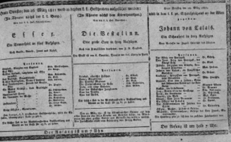 Theaterzettel (Oper und Burgtheater in Wien) 18110326 Seite: 1