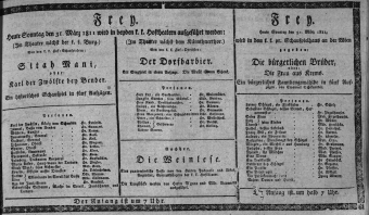 Theaterzettel (Oper und Burgtheater in Wien) 18110331 Seite: 1