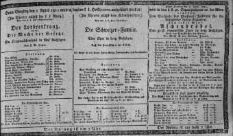 Theaterzettel (Oper und Burgtheater in Wien) 18110402 Seite: 1
