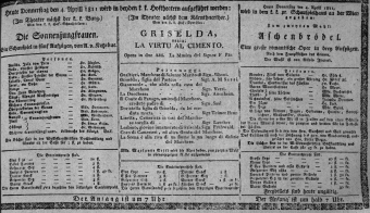 Theaterzettel (Oper und Burgtheater in Wien) 18110404 Seite: 1