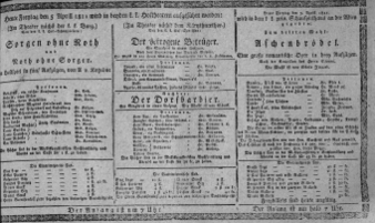 Theaterzettel (Oper und Burgtheater in Wien) 18110405 Seite: 1