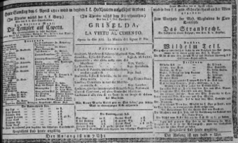 Theaterzettel (Oper und Burgtheater in Wien) 18110406 Seite: 1