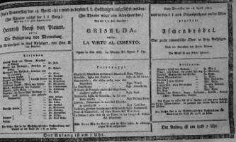 Theaterzettel (Oper und Burgtheater in Wien) 18110418 Seite: 1