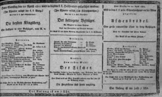 Theaterzettel (Oper und Burgtheater in Wien) 18110420 Seite: 1