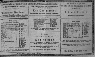 Theaterzettel (Oper und Burgtheater in Wien) 18110421 Seite: 1