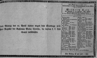 Theaterzettel (Oper und Burgtheater in Wien) 18110422 Seite: 1