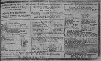 Theaterzettel (Oper und Burgtheater in Wien) 18110424 Seite: 1