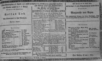 Theaterzettel (Oper und Burgtheater in Wien) 18110426 Seite: 1