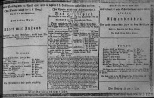 Theaterzettel (Oper und Burgtheater in Wien) 18110427 Seite: 1