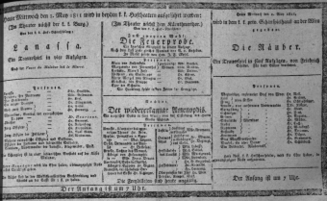 Theaterzettel (Oper und Burgtheater in Wien) 18110501 Seite: 1