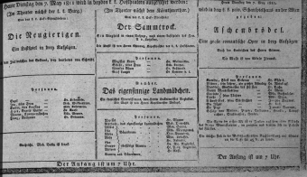 Theaterzettel (Oper und Burgtheater in Wien) 18110507 Seite: 1
