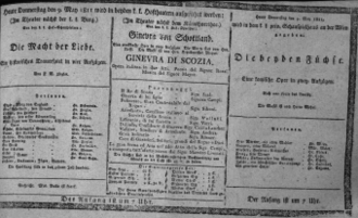 Theaterzettel (Oper und Burgtheater in Wien) 18110509 Seite: 1