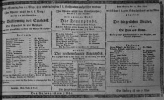 Theaterzettel (Oper und Burgtheater in Wien) 18110512 Seite: 1