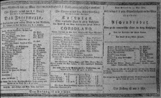 Theaterzettel (Oper und Burgtheater in Wien) 18110515 Seite: 1