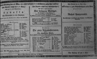 Theaterzettel (Oper und Burgtheater in Wien) 18110526 Seite: 1