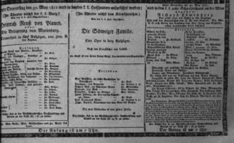 Theaterzettel (Oper und Burgtheater in Wien) 18110530 Seite: 1