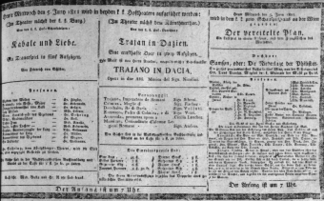 Theaterzettel (Oper und Burgtheater in Wien) 18110605 Seite: 1
