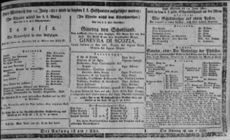 Theaterzettel (Oper und Burgtheater in Wien) 18110612 Seite: 1