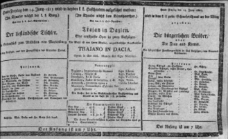 Theaterzettel (Oper und Burgtheater in Wien) 18110614 Seite: 1