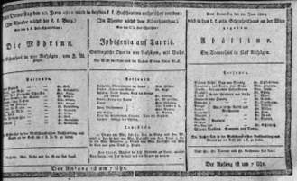 Theaterzettel (Oper und Burgtheater in Wien) 18110620 Seite: 1