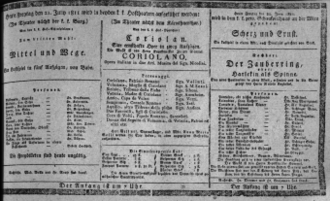 Theaterzettel (Oper und Burgtheater in Wien) 18110621 Seite: 1