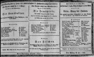 Theaterzettel (Oper und Burgtheater in Wien) 18110623 Seite: 1