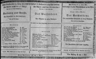 Theaterzettel (Oper und Burgtheater in Wien) 18110625 Seite: 1