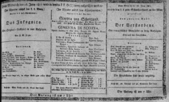 Theaterzettel (Oper und Burgtheater in Wien) 18110626 Seite: 1