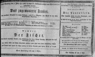 Theaterzettel (Oper und Burgtheater in Wien) 18110707 Seite: 1