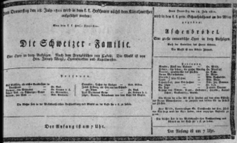 Theaterzettel (Oper und Burgtheater in Wien) 18110718 Seite: 1