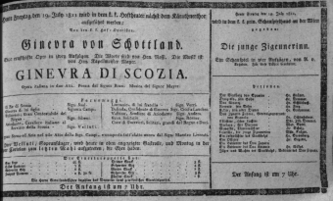 Theaterzettel (Oper und Burgtheater in Wien) 18110719 Seite: 1