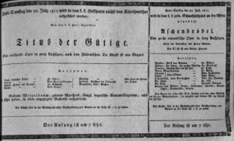 Theaterzettel (Oper und Burgtheater in Wien) 18110720 Seite: 1