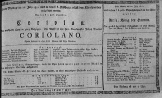 Theaterzettel (Oper und Burgtheater in Wien) 18110722 Seite: 1