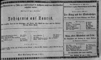 Theaterzettel (Oper und Burgtheater in Wien) 18110724 Seite: 1