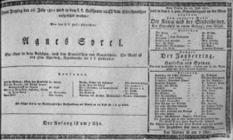Theaterzettel (Oper und Burgtheater in Wien) 18110726 Seite: 1